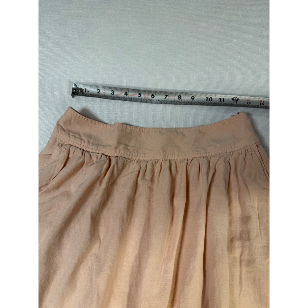Gap Women Peach Beige Rayon Cotton Blend Gathered Midi Skirt with Pockets Size 8 - Picture 8 of 8